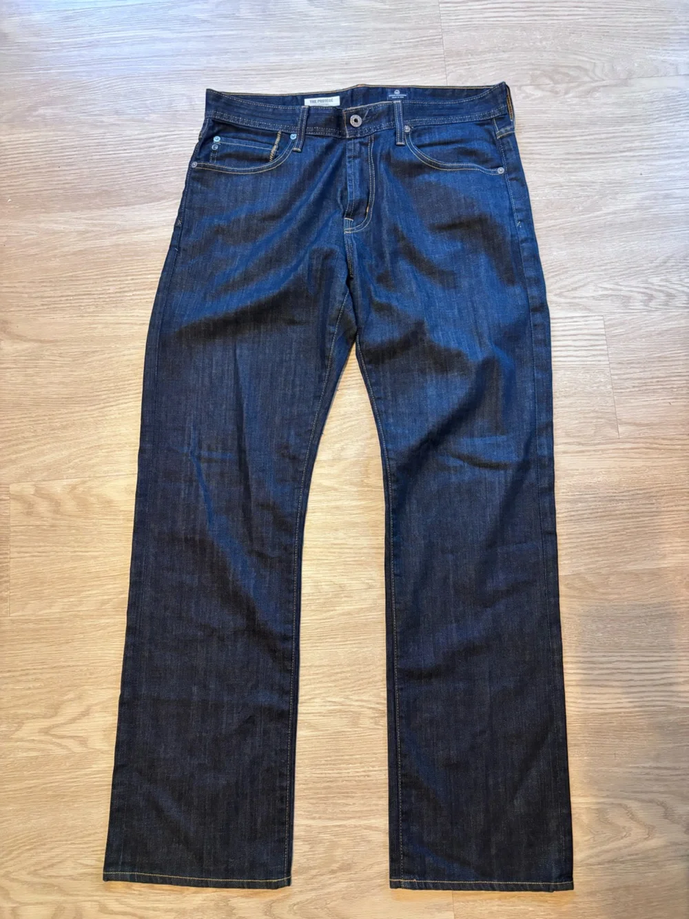 AG Adriano Goldschmied Men’s 34x32* Protege Jeans Dark Wash Raw Denim USA Made